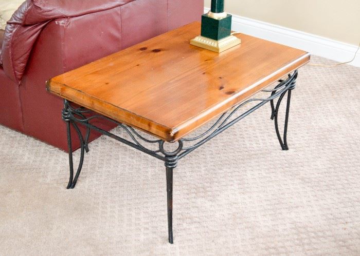 BUY IT NOW!  Lot #315, Iron & Wood End Table, (Approx. 33" L x 32" W, 17" H), THERE ARE 2 OF THESE--$60 Each