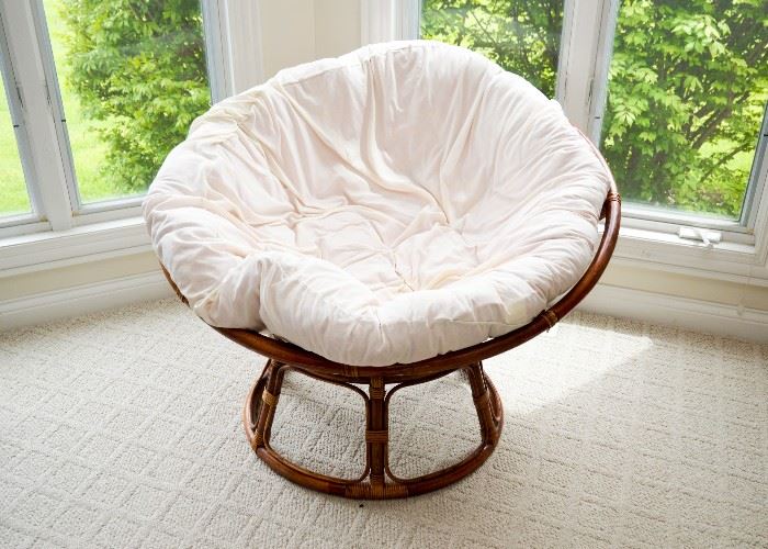 BUY IT NOW!  Lot #325, Papasan Chair, Stain on Cushion, $40