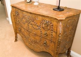 BUY IT NOW!  Lot #331, Pretty Painted Bombe Chest of Drawers (Approx. 44-1/2" L x 20" W x 36"H), $300