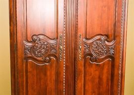 BUY IT NOW!  Lot #333, Beautiful Carved Wood Armoire / Wardrobe, (Approx. 46-1/2" L x 24" W x 86" H), $600