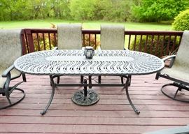 SOLD--Lot #357, Outdoor Patio Furniture - Dining Table & 6 Chairs, $300