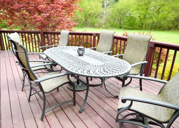 SOLD--Lot #357, Outdoor Patio Furniture - Dining Table & 6 Chairs, $300