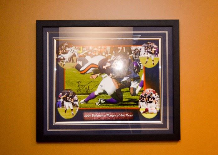 BUY IT NOW!  Lot #359, Chicago Bears Brian Urlacher Autographed Photo, 2005 Defensive Player of the Year, FRAMED, $250