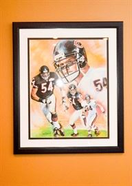 BUY IT NOW!  Lot #360, Chicago Bears Brian Urlacher Artwork, FRAMED, Signed & Dated by Artist, $150