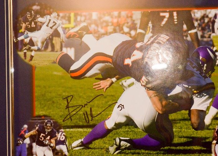 BUY IT NOW!  Lot #359, Chicago Bears Brian Urlacher Autographed Photo, 2005 Defensive Player of the Year, FRAMED, $250