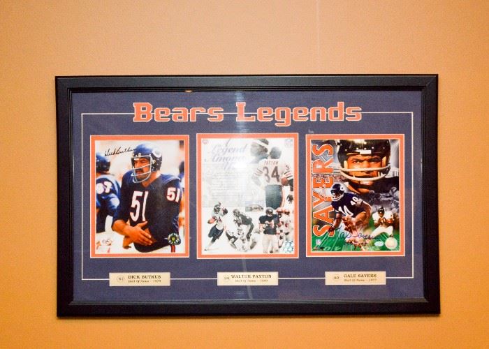 BUY IT NOW!  Lot #361, Dick Butkus, Walter Payton & Gale Sayers Autographed "Bears Legends" Matted & Framed Photo Display, $500