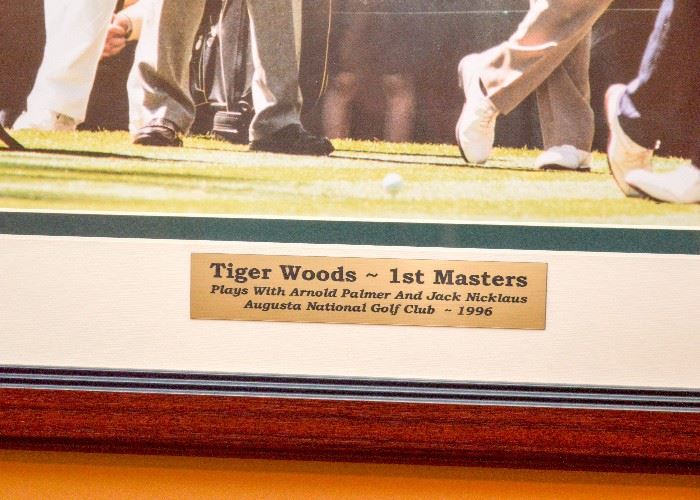 BUY IT NOW!  Lot #364, Tiger Woods with Arnold Palmer Framed & Matted Photograph, 1st Masters, 1996, $75