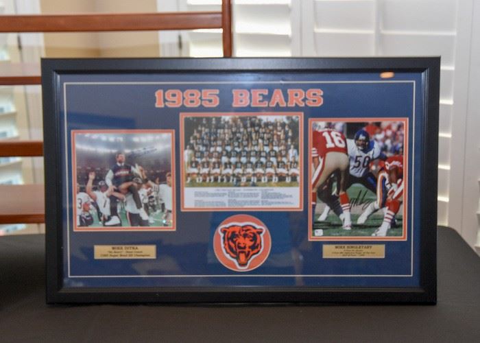 1985 Chicago Bears Framed Photo Collage, Signed by Mike Ditka & Mike Singletary