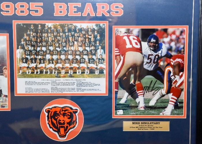 1985 Chicago Bears Framed Photo Collage, Signed by Mike Ditka & Mike Singletary