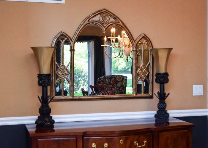 Arched Wall Mirror, Table Lamps