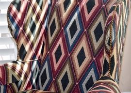 Diamond Upholstery Wingback Chair with Ottoman