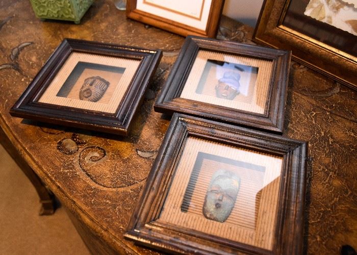 Wall Decor-Framed Ethnic Clay Faces