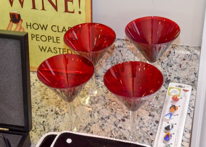 Red Glass Martini Glasses