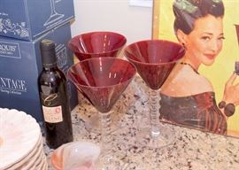 Red Glass Martini Glasses
