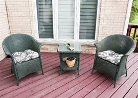Green Wicker Patio Set