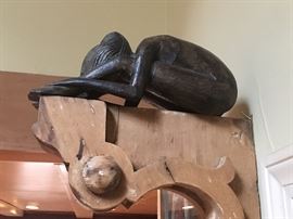 Yoga lady on antique corbel