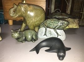 Assorted Carved Elephants and other animals