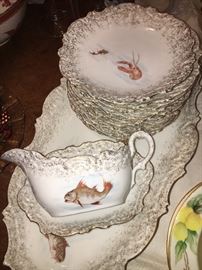 Sea creature antique luncheon set.