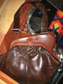 Lizard skin vintage purse with bakelite accents