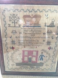 Charming antique sampler dated 1825, nicely framed.
