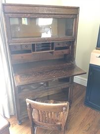 Antique barrister bookcase with drop down desk.