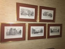 black and white prints of historic sites