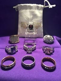 beautiful collection of various diamond and gem stone ring collection