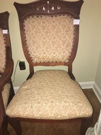 Empire mother of pearl inlay with walnut finish side chair matches the love seat- very nice condition~