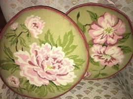 pair of beautiful needle point pillows
