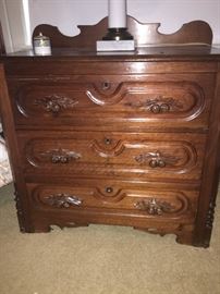 Walnut bedside dresser table