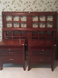 Queen size bed with matching bed side tables- no box springs and no matres