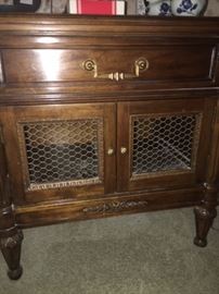 Davis Cabinet Company - open weave door bed side table with pull out drawer- French provincial