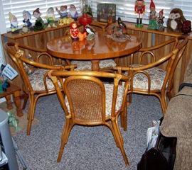 Pub Sized Table, 4 Caned Bamboo Chairs