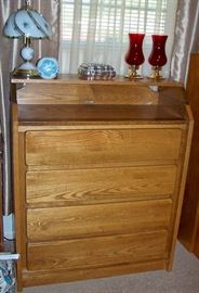 Oak Chest-Top is hinged to make deeper flat surface-Changing Table? Desk?
