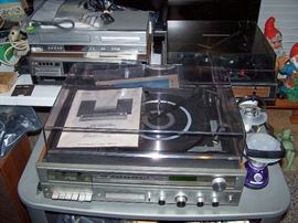 Sears Stereo System, Garrard Turntable, Philips VHS/DVD, Panasonic Receiver w/8 Track Player