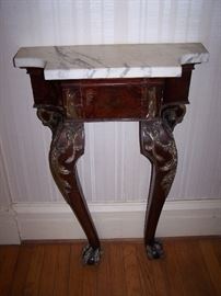 Marble top mahogany hall stand