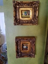 Old Hollywood regency frames with original art.