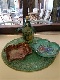 Collectible bowls, Most of the plates, bowls, and vases are from Italy, France, or Germany