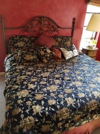 Plush queen comforter set. and queen headboard and mattress set.