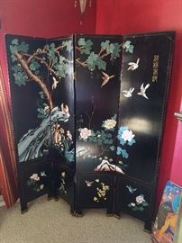 Large four panel screen, hand painted