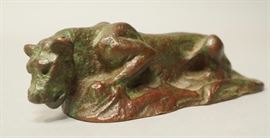 Lot 5 TIFFANY STUDIOS Bronze Cat Panther Figure. Dark b