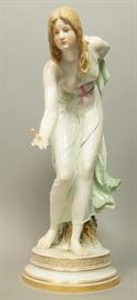 Lot 9 MEISSEN Tall Figural Female Sculpture Figure. You
