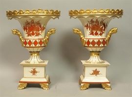 Lot 15 Pr French PITT PIETRI Porcelain Urns. Fancy decor