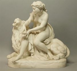 Lot 22 MINTONS Porcelain Figural Group. Partially Nude F