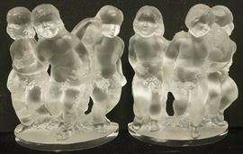 Lot 24 Pr LALIQUE France Crystal Luxembourg Putti Figure
