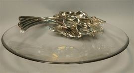 Lot 30 Italian CIONI MARIO Glass Bowl with Sterling Flor