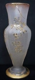 Lot 41 ST. DENIS Signed Clear Cameo Glass Antique Vase. 
