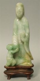 Lot 47 Carved Jade Asian Figure. Woman w Small Child. Fi