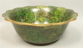 Lot 49 Large Cloisonne Bowl Scalloped Rim. Green enamel 