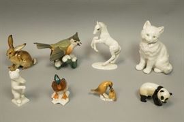 Lot 69 8pc Porcelain Animal Group Figures. 6 are HUTSCHE
